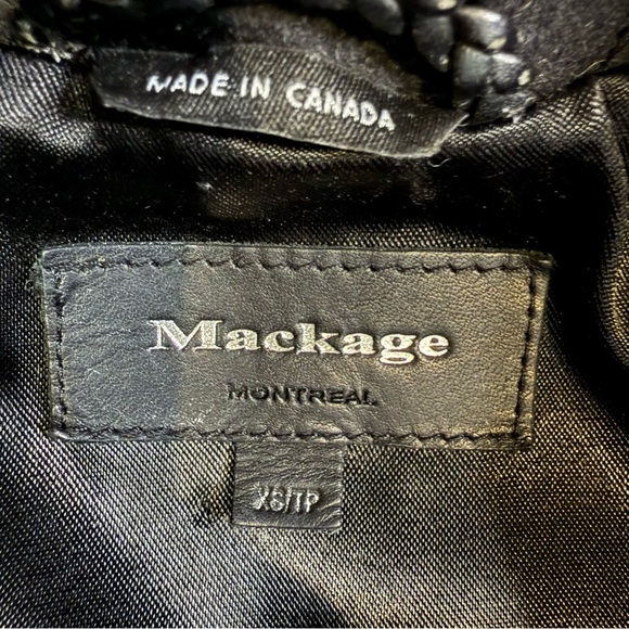 Mackage Dale Black Trench Coat with Leather Sleeves - Picture 16 of 16